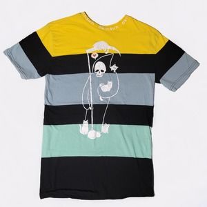 Hot Topic Threadless Obinsun Death Cat T-Shirt Graphic Yellow Black Boys Medium